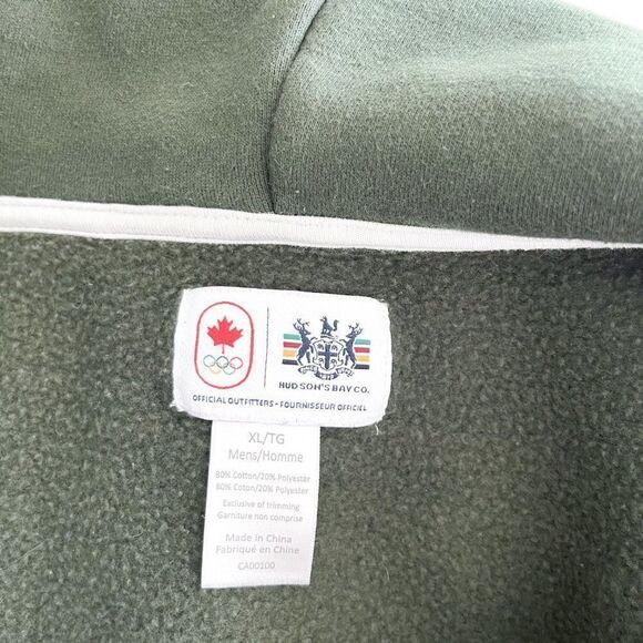 Roots Jacket Men's Hoodie Zip Up Kangaroo Pocket Olympic Logo Green White Sz XL - Picture 3 of 7